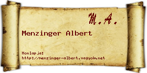 Menzinger Albert névjegykártya